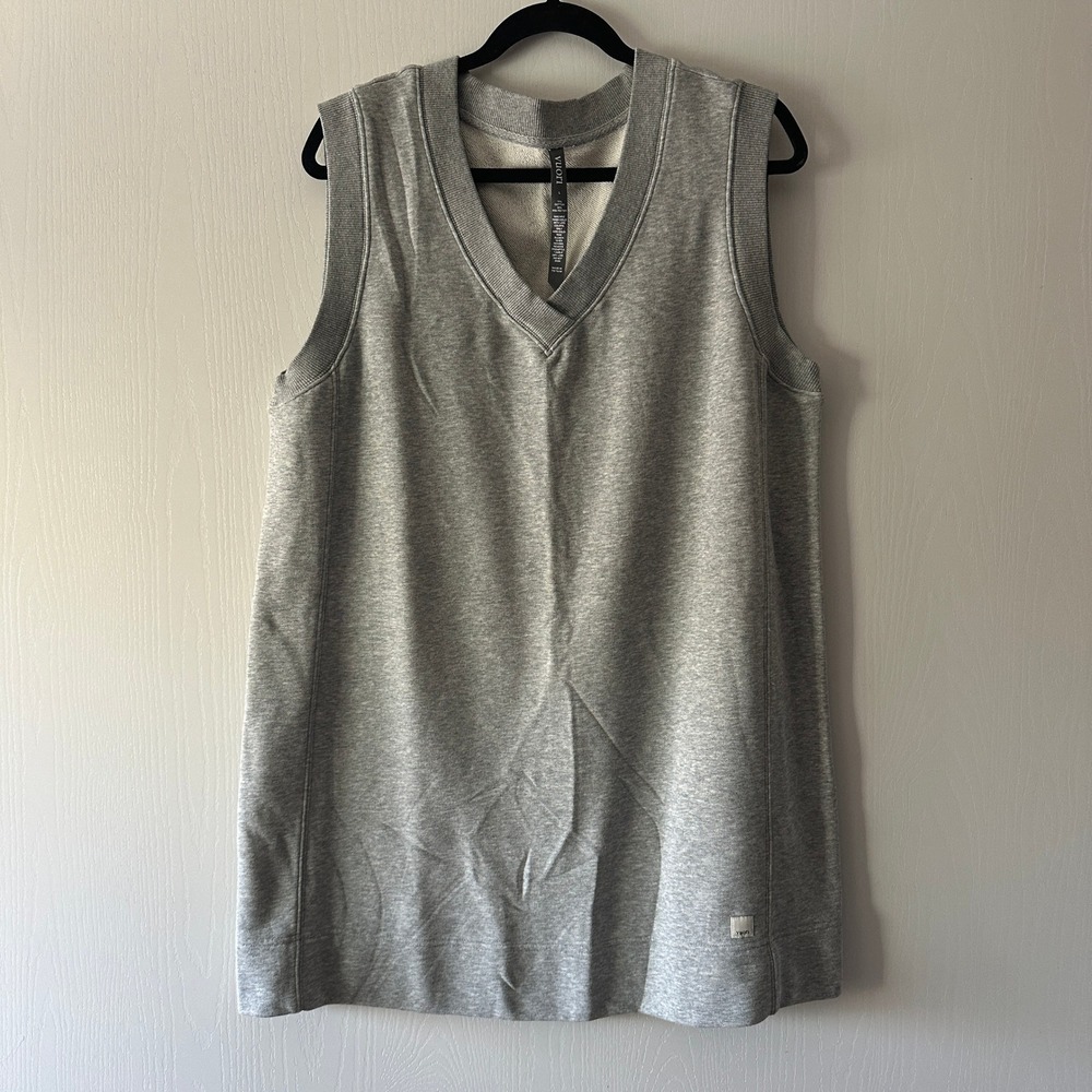Vuori Sedona Vest Dress Light Heather Grey French Terry Sleeveless V-Neck Large